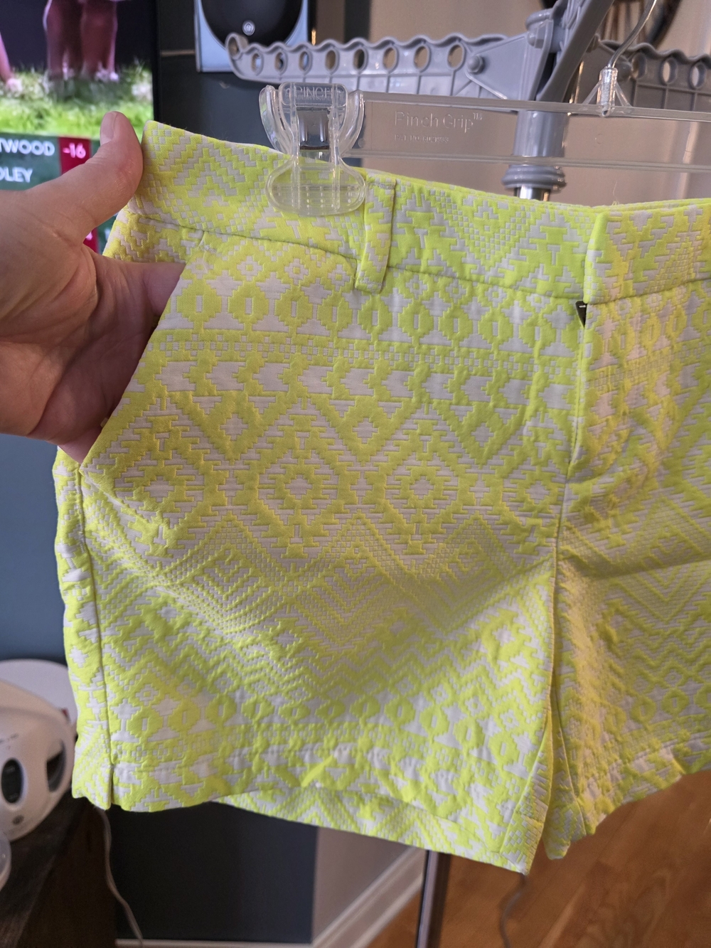 Merona Neon Yellow Patterned Women's Bermuda Shorts - Picture 2 of 8